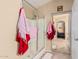 Modern bathroom showcasing a glass-enclosed shower and tastefully selected accents and decor at 29247 N Bauxite Ln, San Tan Valley, AZ 85143