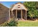 Charming backyard shed offers ample storage space for gardening tools, equipment, and other outdoor essentials at 3160 E Fox St, Mesa, AZ 85213