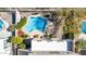 Aerial view of a pool surrounded by desert landscaping, vegetation, hardscape and neighboring properties at 42829 N Livingstone Way, Anthem, AZ 85086