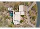 Bird's-eye view of estate, highlighting the pool, landscaping, and winding driveway at 6432 E Old Paint Trl, Carefree, AZ 85377