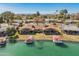 Aerial view of the home and surrounding neighborhood along a waterway at 10116 W Bolivar Dr, Sun City, AZ 85351