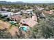 Aerial view of a home showcasing a backyard pool, lush landscaping, and surrounding neighborhood at 10125 N 78Th Pl, Scottsdale, AZ 85258