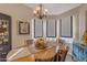 Dining room featuring a wooden table, bay windows, and decorative chandelier at 120 N Val Vista Dr # 253, Mesa, AZ 85213