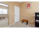 Cozy bedroom featuring carpet flooring, neutral walls and a mirrored closet door at 17722 N 183Rd Ave, Surprise, AZ 85374