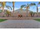 Paver patio and backyard featuring palm trees and a built-in barbecue at 22837 E Silver Creek Ln, Queen Creek, AZ 85142
