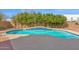Backyard pool featuring cool blue water and mature orange trees at 3316 E Kingbird Pl, Chandler, AZ 85286