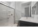 This stylish bathroom features a glass enclosed shower and modern sink at 34464 N Timberlake N Mnr, San Tan Valley, AZ 85144