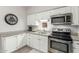 Modern kitchen featuring granite counters, white cabinets, and stainless steel appliances at 355 E Thomas Rd # B110, Phoenix, AZ 85012
