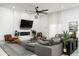Comfortable living room with a gray sectional, modern fireplace, and stylish decor at 4219 N 41St Pl, Phoenix, AZ 85018
