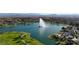 Aerial view of a fountain on a lake at 16629 E Westby Dr, Fountain Hills, AZ 85268