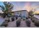 Lush backyard featuring desert landscaping with gravel, mature trees, bushes, and other drought-tolerant plants at 1697 E Tangelo Pl, Queen Creek, AZ 85140