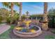 Elegant water feature surrounded by lush landscaping with ambient lighting at 1697 E Tangelo Pl, Queen Creek, AZ 85140