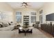 Comfortable living room featuring a vaulted ceiling, neutral color palette, and a cozy seating arrangement at 3751 S Vista Pl, Chandler, AZ 85248