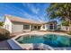 Back of house with a pool and patio with ample space for outdoor seating and entertaining with a nice view at 3751 S Vista Pl, Chandler, AZ 85248