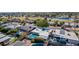 An aerial perspective showcases a home's backyard oasis, complete with a pristine pool, patio area, and mature trees at 5401 N 81St Pl, Scottsdale, AZ 85250