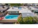 Overhead view of a private backyard featuring a refreshing pool, patio, and meticulously maintained landscaping at 5401 N 81St Pl, Scottsdale, AZ 85250