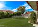 Lush backyard with artificial turf, a trampoline, and a covered patio area perfect for outdoor activities at 28422 N 32Nd Ln, Phoenix, AZ 85083