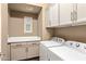 Well-organized laundry room featuring ample storage cabinets and a sleek countertop for folding and sorting at 3935 E Rough Rider Rd # 1368, Phoenix, AZ 85050