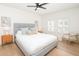 Cozy bedroom with great natural light features a cushioned bed frame, contemporary decor, and a comfortable reading chair at 5532 E Crocus Dr, Scottsdale, AZ 85254