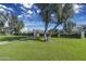 Well-maintained grassy area with mature trees, a fence, and building exteriors under a bright sky at 6845 E Osborn Rd # D, Scottsdale, AZ 85251