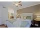 Spacious main bedroom featuring wood floors, a ceiling fan, and neutral decor at 9990 N Scottsdale Rd # 2020, Paradise Valley, AZ 85253