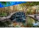 Backyard koi pond with a waterfall feature and lush landscaping at 1541 E Hope St, Mesa, AZ 85203