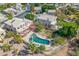 Stunning aerial view of the property showcasing the sparkling pool, lush landscaping, and outdoor entertaining areas at 1831 W San Angelo St, Gilbert, AZ 85233