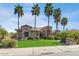 Beautiful single-Gathering home with a stone facade and a lush green lawn at 23415 S 202Nd St, Queen Creek, AZ 85142