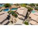 Aerial view of the beautiful property featuring a pool and well-maintained backyard at 9812 E Karen Dr, Scottsdale, AZ 85260