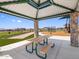 Under gazebo looking at a playground, with a picnic table, seating, and attractive landscaping at 17683 W Odeum Ln, Goodyear, AZ 85338