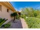 Front walkway displays desert landscaping, rock features, and palm trees at 24548 N 121St Pl, Scottsdale, AZ 85255