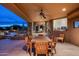 Spacious back patio with desert landscaping and mountain views at 41688 N 111Th Pl, Scottsdale, AZ 85262
