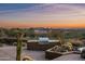 Desert backyard showcasing an outdoor kitchen with stainless steel grill and serene desert views at 41688 N 111Th Pl, Scottsdale, AZ 85262