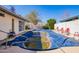 Backyard pool is currently covered but ready for enjoyment in the hot summer months at 4630 W El Caminito Dr, Glendale, AZ 85302