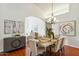 Charming dining area with hardwood floors, elegant furnishings, and modern artwork at 5310 W Melinda Ln, Glendale, AZ 85308