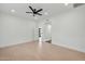 Bright bedroom featuring recessed lights, ceiling fan and neutral color palette at 10360 N 98Th St, Scottsdale, AZ 85258