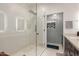 Bright bathroom with a large glass shower and stylish fixtures at 11445 S 44Th St, Phoenix, AZ 85044