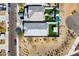 Detailed top-down aerial view of two properties featuring modern backyard designs and desert landscaping at 3029 S 78Th Dr, Phoenix, AZ 85043