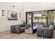 Open living area with stylish decor and sliding glass doors to patio at 8315 N Sendero Tres M --, Paradise Valley, AZ 85253