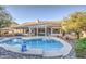 Backyard pool featuring a charming statue, surrounded by patio and desert landscaping for outdoor enjoyment at 835 W Beechnut Dr, Chandler, AZ 85248