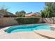 Refreshing backyard pool with a clean design, surrounded by lush landscaping and privacy fencing at 1915 E Citation Ln, Tempe, AZ 85284