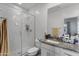 Bathroom featuring a white vanity with granite countertop and walk-in shower at 4020 E Toledo St # 103, Gilbert, AZ 85295