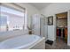 Bright bathroom with a soaking tub, natural light, and a walk-in closet at 6620 S Front Nine Dr, Gold Canyon, AZ 85118