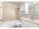 Bathroom featuring a shower-tub combination and white vanity with storage at 7309 E Diamond Ave, Mesa, AZ 85208