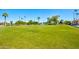 Wide shot shows a well-maintained lawn bowling area with surrounding trees and buildings for a peaceful recreation at 1612 Leisure World --, Mesa, AZ 85206