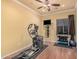 The home workout room includes an elliptical machine, tv, and rack of dumbbells at 25609 N 54Th Ln, Phoenix, AZ 85083