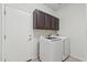 Bright laundry room featuring modern washer and dryer with white cabinets for storage at 4043 W Aire Libre Ave, Phoenix, AZ 85053