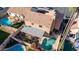 Aerial view of the back of a house with a pool and covered patio at 819 W Kyle E Ct, Gilbert, AZ 85233