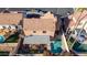 Aerial view of a backyard featuring a pool and covered patio at 819 W Kyle E Ct, Gilbert, AZ 85233