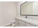 Well-lit powder room features sleek vanity with granite countertop, modern fixtures, and tiled flooring at 8553 N 175Th Ln, Waddell, AZ 85355